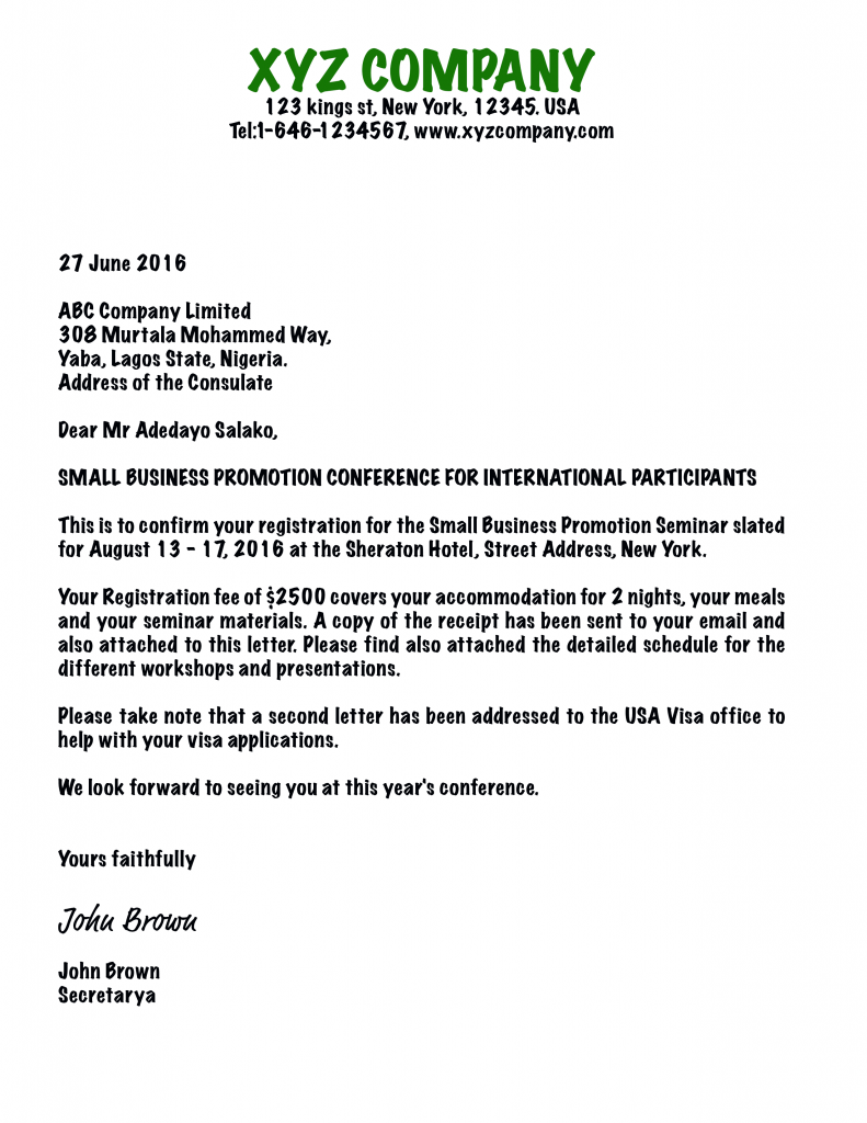 Invitation Letter for Business Visa